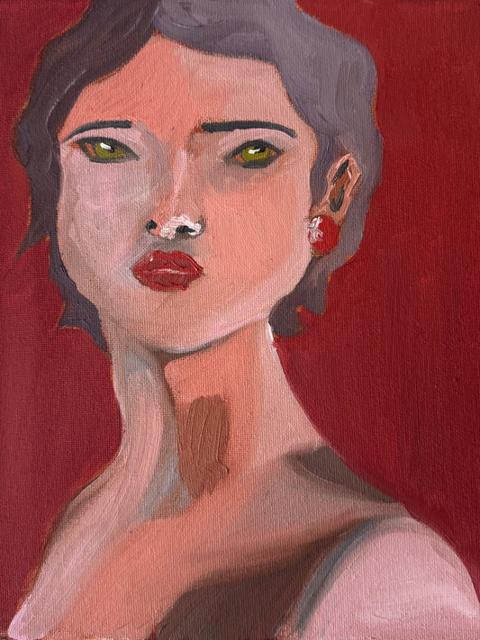 “Lady in Red 2” 8x10 Original Painting