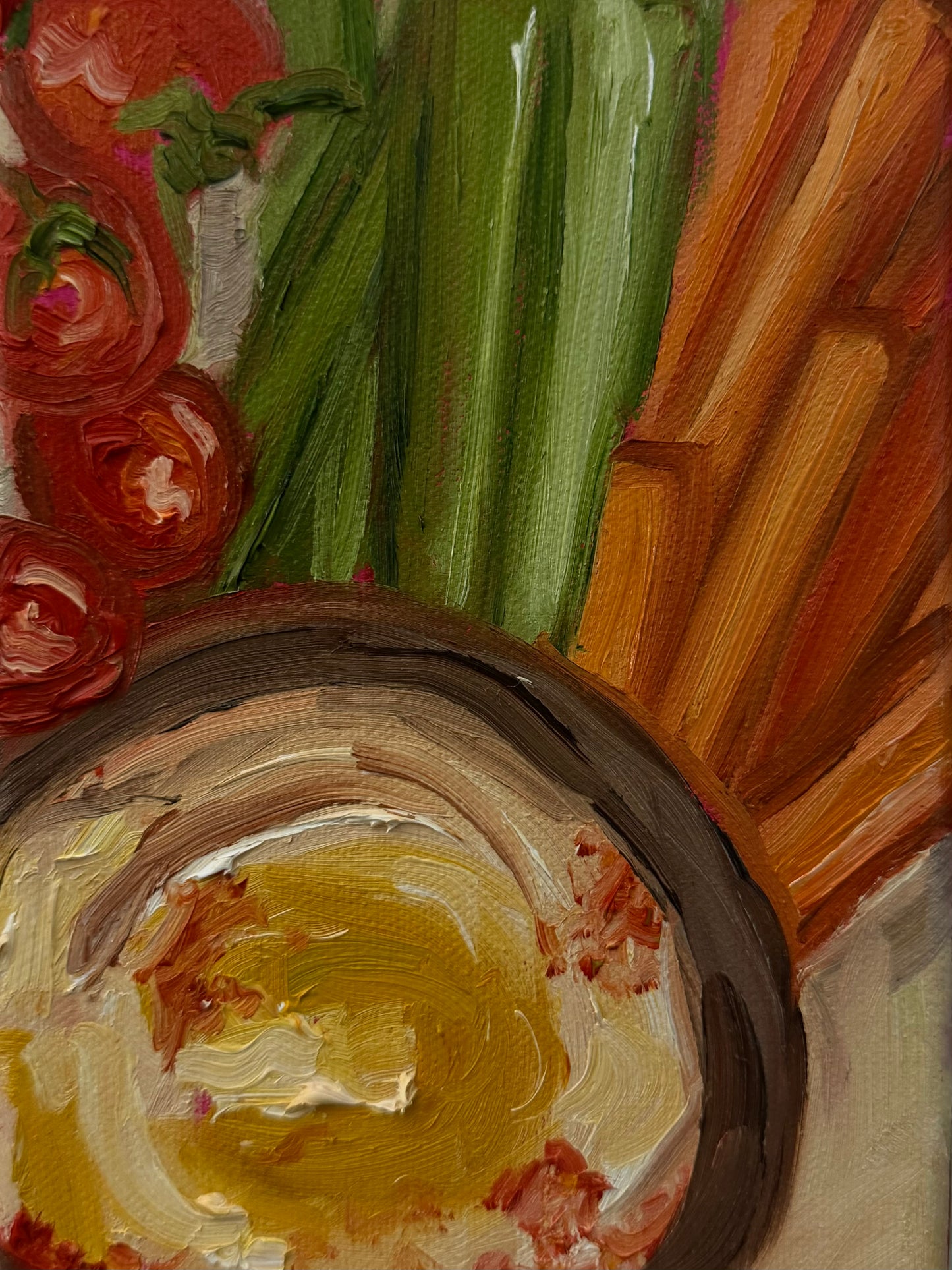 “Hummus and Veggies” 5x7 Original Painting