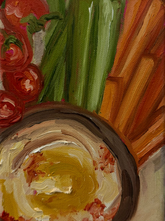 “Hummus and Veggies” 5x7 Original Painting